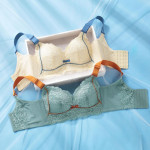 Women Full Coverage Wire Free Flower Lace Bra (PEARL WHITE)
