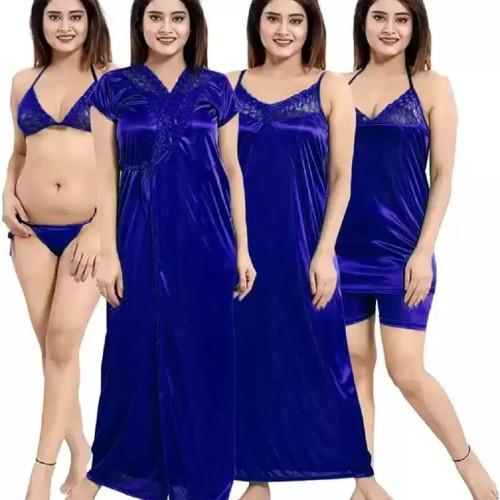 6 part Sexy Indian short pants Nighty Royal Blue