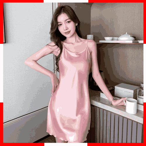 Women's Silk Suspender Nightdress Ladies Spring and Summer Ice Silk Thin